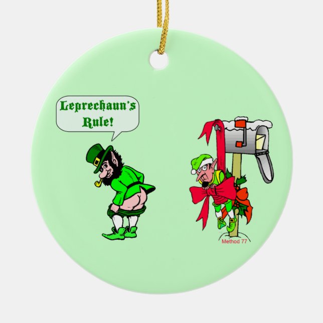 Leprechaunsen härskar prydnaden julgransprydnad keramik (Framsidan)