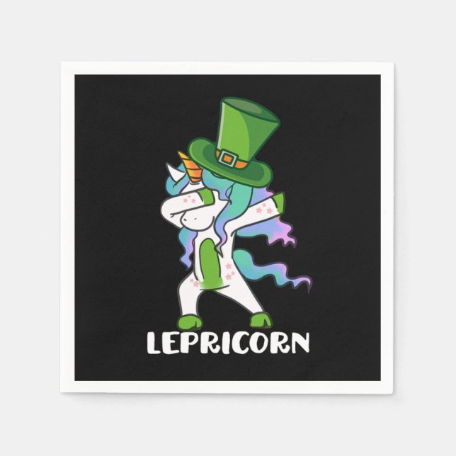 LepreCorn Leprechaun Unicorn Klöver St Paddys St P Pappersservett (Framsidan)