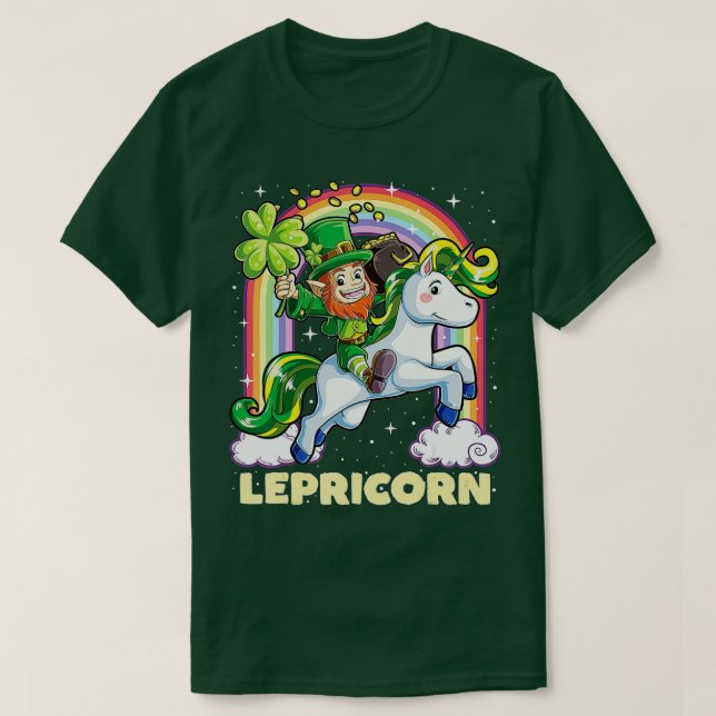 Lepricorn Leprechaun Riding Unicorn St Patricks Da T Shirt (Design framsida)