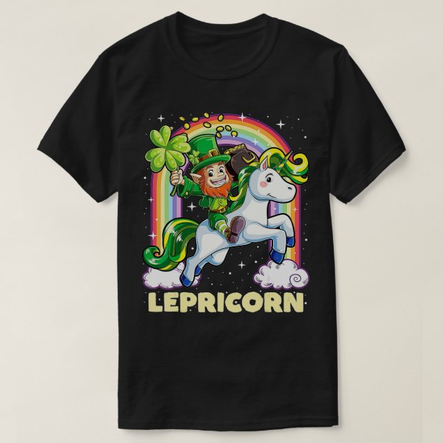 Lepricorn Leprechaun Riding Unicorn St Patricks Da T Shirt (Design framsida)