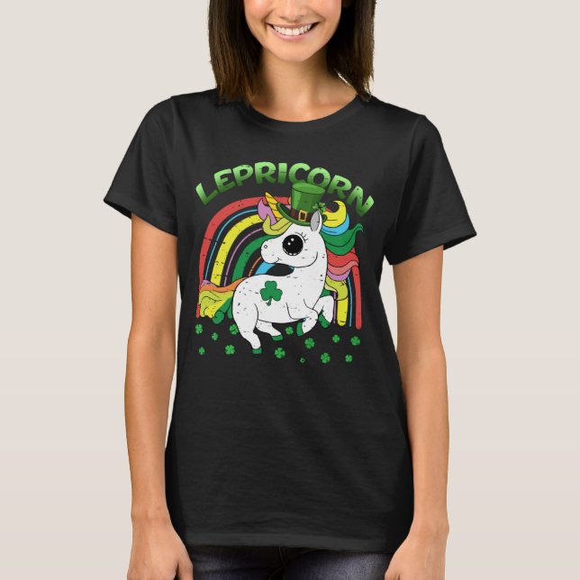 Lepricorn Unicorn St Patricks Day  Kids Girls Luck T Shirt (Framsida)