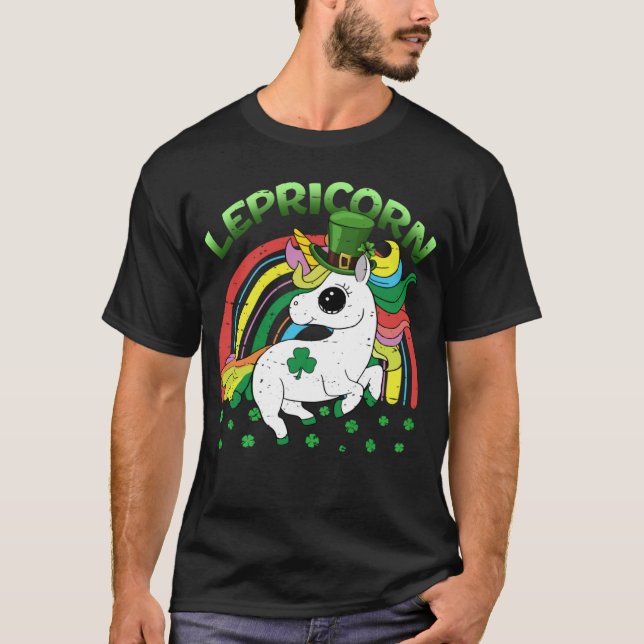 Lepricorn Unicorn St Patricks Day  Kids Girls Luck T Shirt (Framsida)