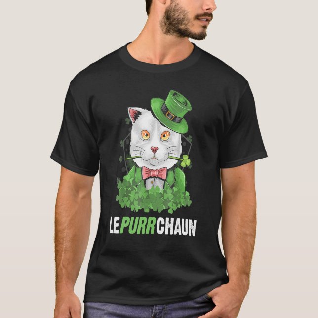 Lepurrchaun Leprechaun Cat Bära St Patrick's Hat F T Shirt (Framsida)