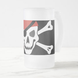ler Pirat Skull med Red Bandanna Frostat Ölglas