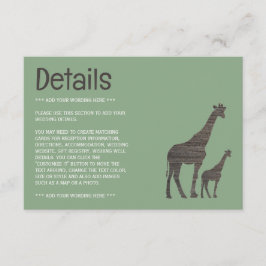 Ler Safari Giraff, Rustik Wedding detalj Tilläggskort