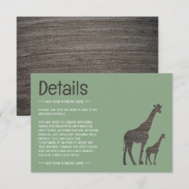 Ler Safari Giraff, Rustik Wedding detalj Tilläggskort