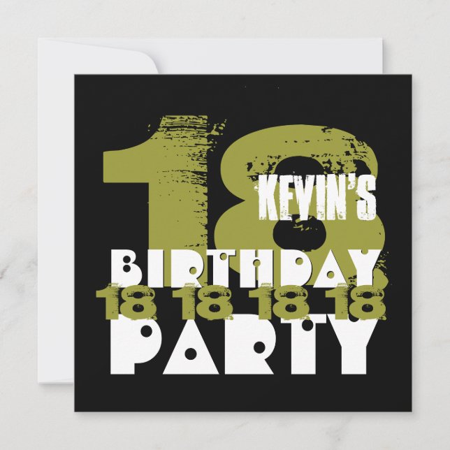 LERA SVART 18:e Födelsedag 18 År Gammal V10B Inbjudningar (Framsida)