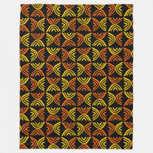 Lera Trasa Stil 080215 - Gult och Orange på svart Fleecefilt