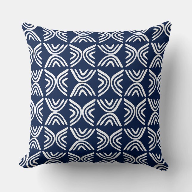 Lera Trasa Stil 080215 - Vit på DK Blue 001744 Kudde (Framsida)
