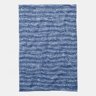Lera Trasa Stitch Rand i Indigo Blue Kökshandduk
