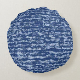 Lera Trasa Stitch Rand i Indigo Blue Rund Kudde