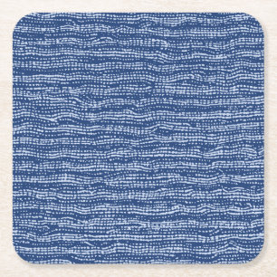 Lera Trasa Stitch Rand i Indigo Blue Underlägg Papper Kvadrat