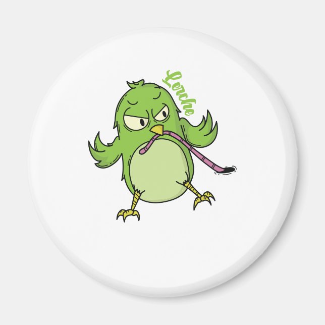 Lerche Schlaftyp Frühaufsteher Vogel fäng t Wurm Magnet (Framsidan)