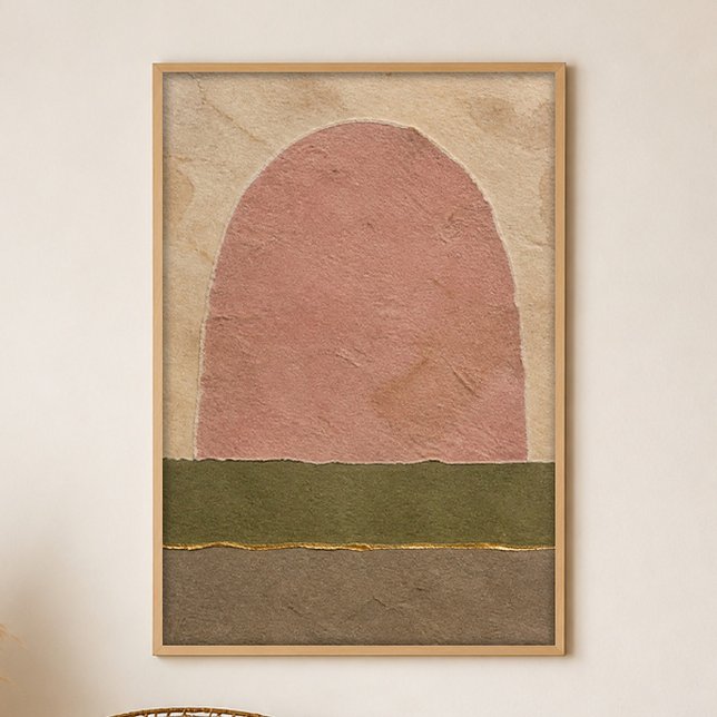 Lerfältsgouache Boho-konstaffisch Poster (Shown framed for scale. Poster ships unframed; frames are an optional add-on.)