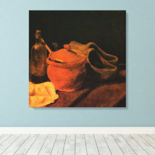 Lergods, flaska och träskor av Vincent van Gogh Canvastryck