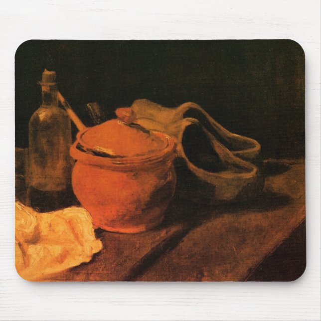 Lergods, flaska och träskor av Vincent van Gogh Musmatta (Framsidan)