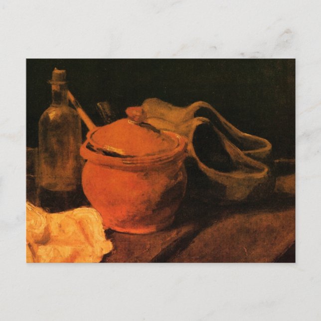 Lergods, flaska och träskor av Vincent van Gogh Vykort (Framsida)