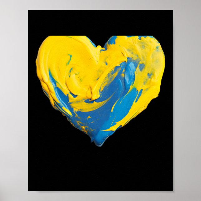 Lerhjärta Ukraina Blått Och Gult  Poster (Framsidan)