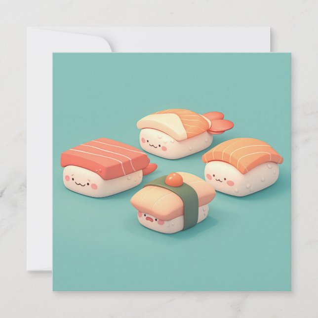 Lerk Sushi Nigiri Variatons Tallrik Postkort (Framsida)