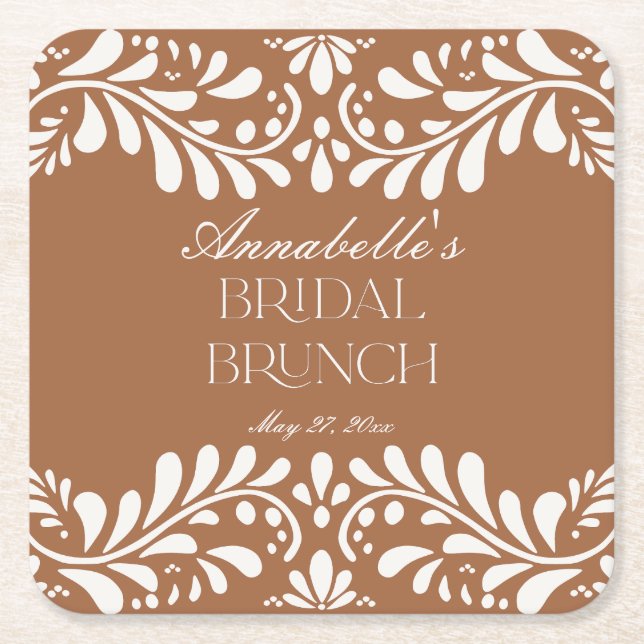 Lerkakel Talavera Spansk Fiesta Bröllopsbrunch Underlägg Papper Kvadrat (Framsidan)