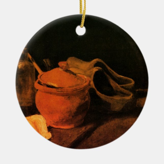 Lerkrukor, flaska och träskor av Vincent van Gogh Julgransprydnad Keramik (Framsidan)