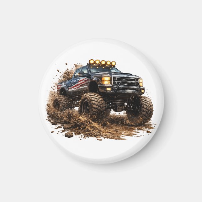 Lerlastbil Kraft – Terrängmonsterdesign Magnet (Framsidan)