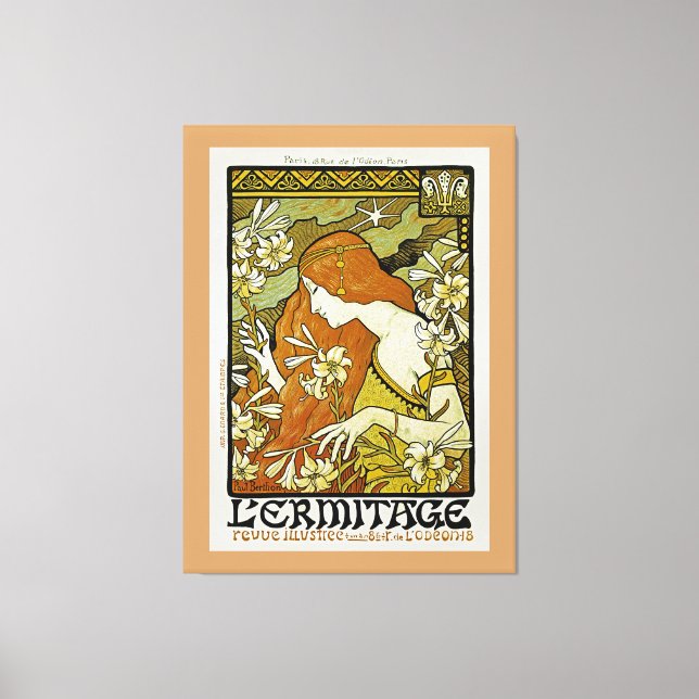 L'Ermitage Art nouveau Blommigt Canvastryck (Framsida)