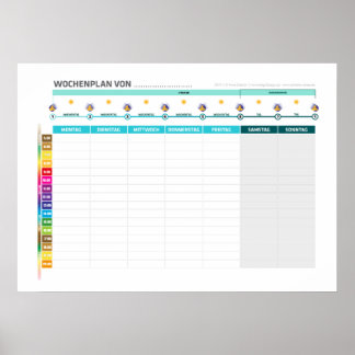 Lernuhr Zubeinet Jahreskalender + Wochenkalender Poster