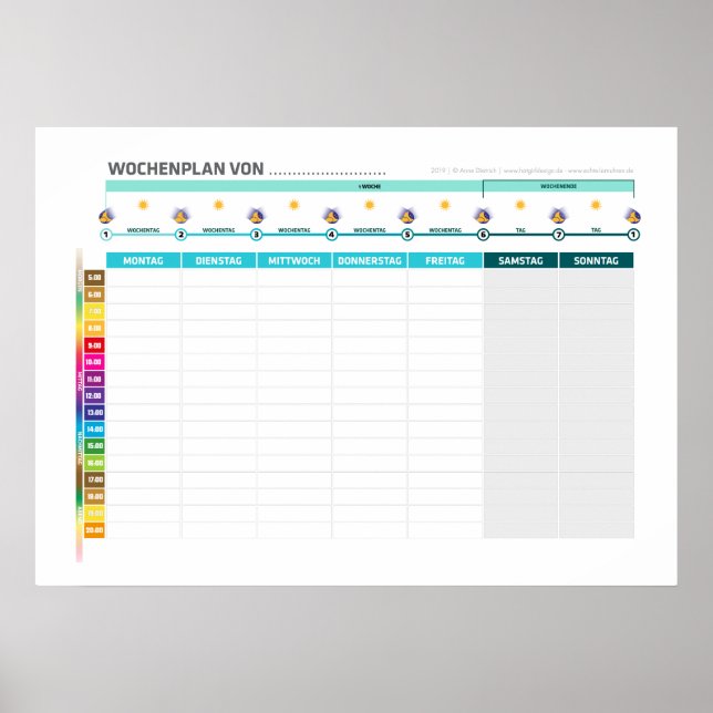 Lernuhr Zubeinet Jahreskalender + Wochenkalender Poster (Framsidan)