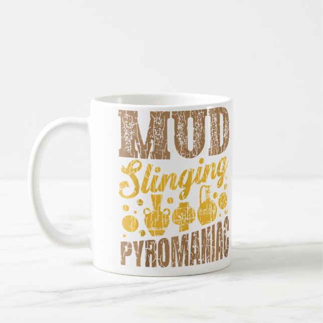 Lerslem Kastar Rolig Keramik Lerkonstnär Kaffemugg (Vänster)