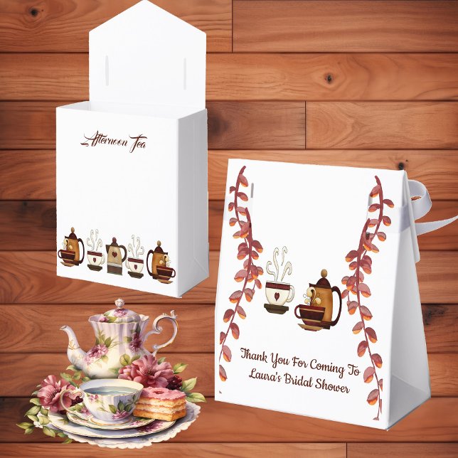 Lertepotts Eftermiddags Högte Bröllopsdusch Presentaskar (Earthen Teapot Afternoon High Tea Bridal Shower Favor Boxes)