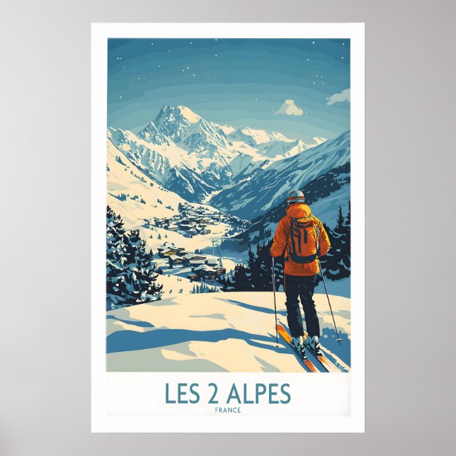 Les 2 Alpes Affisch Frankrike 1 (Framsidan)