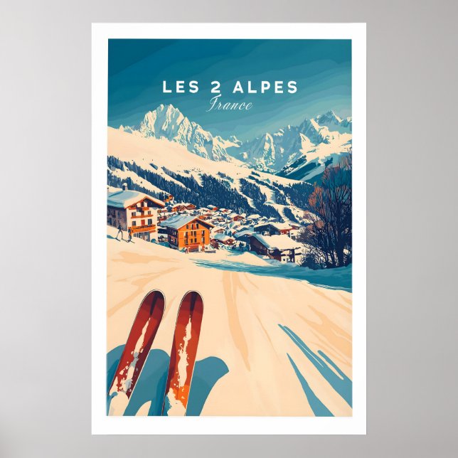 Les 2 Alpes Art Ski Print 1 Poster (Framsidan)
