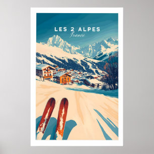 Les 2 Alpes Art Skidtryck 1 Poster