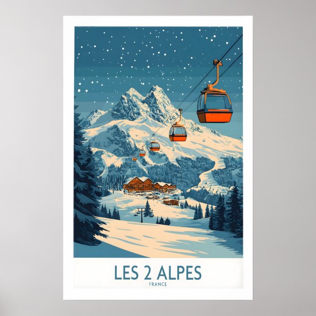 Les 2 Alpes Ski Poster 1 (Framsidan)