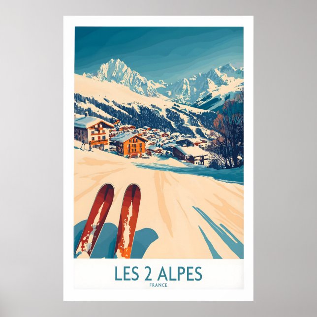 Les 2 Alpes skidpostertryck 1 Poster (Framsidan)