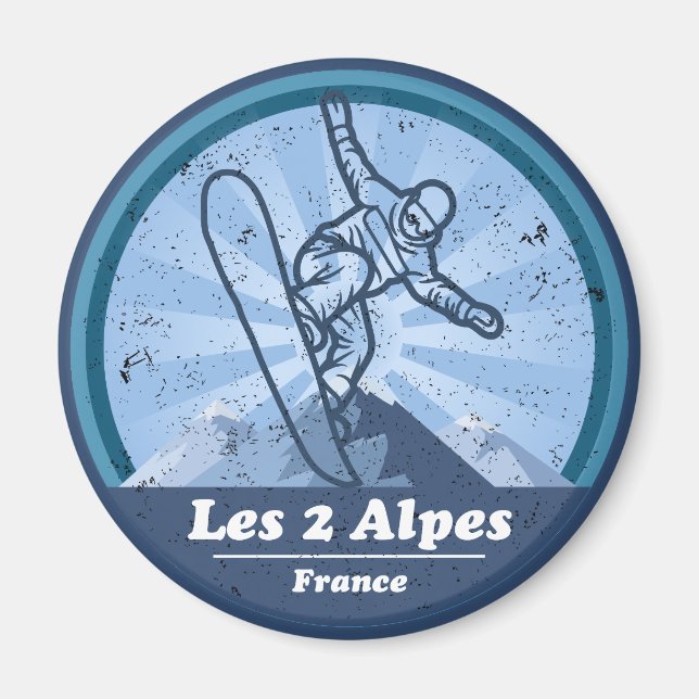 Les 2 Alpes Station de ski - Snowboard Magnet (Framsidan)