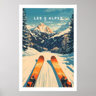 Les 2 Alpes Väggkonst Skidposter 1