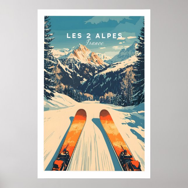 Les 2 Alpes Väggkonst Skidposter 1 (Framsidan)