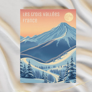 Les 3 trois Vallées Frankrike skidsemester vykort