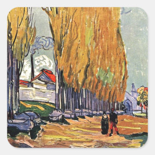 Les Alyscamps av Van Gogh. Höstlandskap Fyrkantigt Klistermärke
