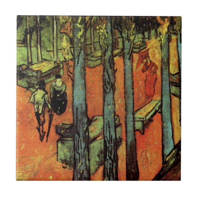 Les Alyscamps, Höstlöv av Vincent van Gogh Kakelplatta (Framsidan)