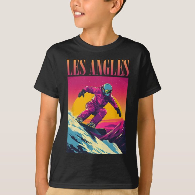 Les Angles Frankrike Retro Snowboard T Shirt (Framsida)