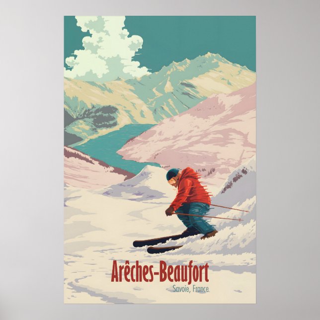 Les Arches Beaufort skidområde Reseskylt Poster (Framsidan)