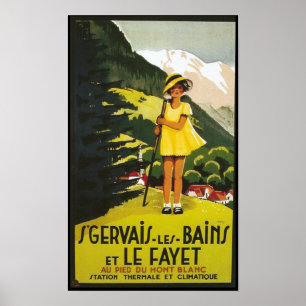 Les Bains för vintageSt. Gervais reser Poster
