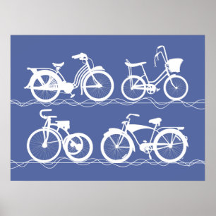 Les Bicyklettes White Poster
