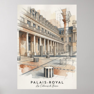 Les Colonnes de Buren Paris | Affiche d'Art Poster