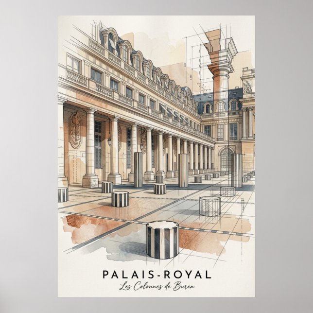 Les Colonnes de Buren Paris | Affiche d'Art Poster (Framsidan)