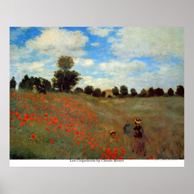 Les Coquelicots av Claude Monet Poster (Framsidan)