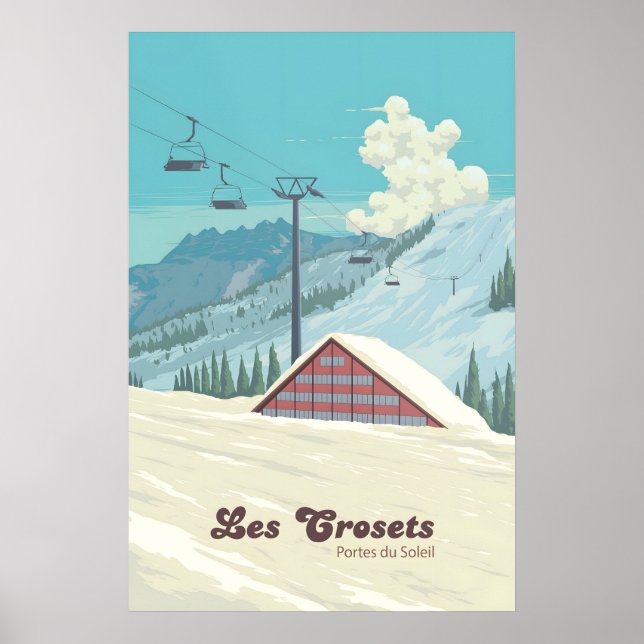Les Crosets Portes du Soleil Schweiz Skidor Poster (Framsidan)